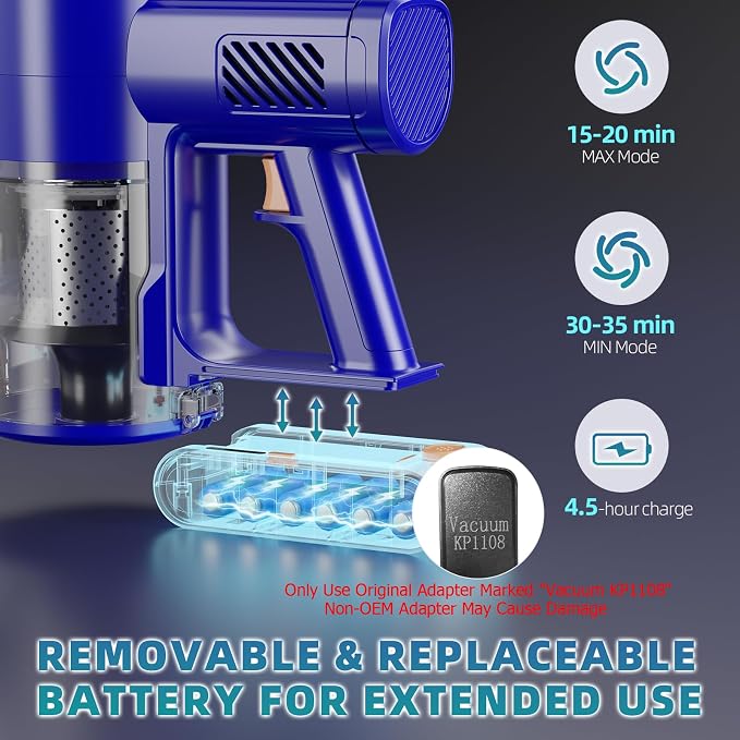 Cordless Vacuum Cleaner, 180° Bendable Wand Stick Vacuum Cleaners - Image 3