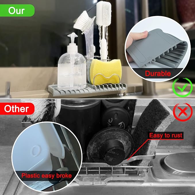 Sponge holder for kitchen sink caddy accessories gadgets, dish soap brush - Image 6