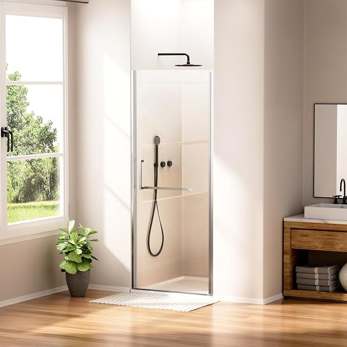 WinZo 29-30" W ×72" H Frameless Pivot Shower Door, Pivot Swing Shower Glass by winzo