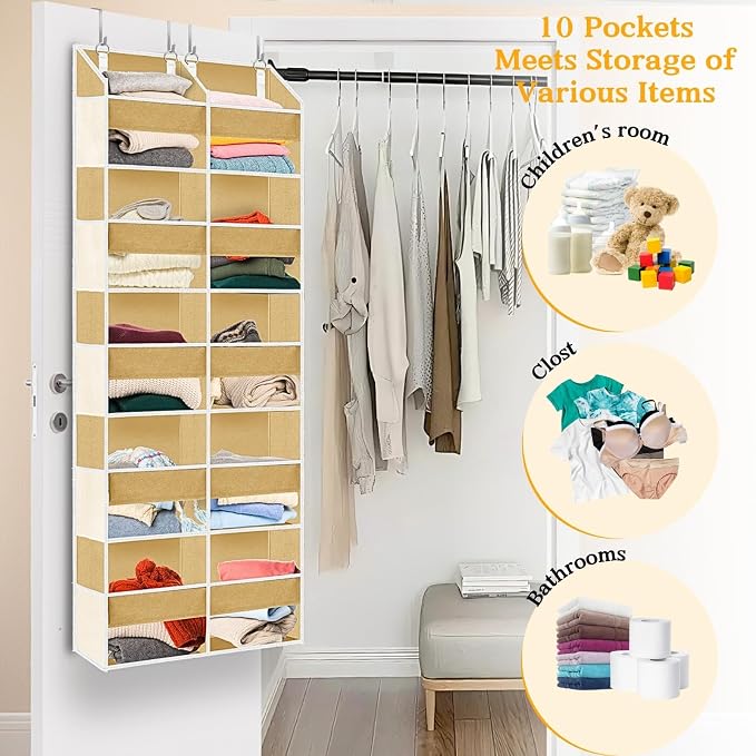 Over the Door Organizer 5 Tiers, Extra Large Behind Door Storage of 10 - Image 5