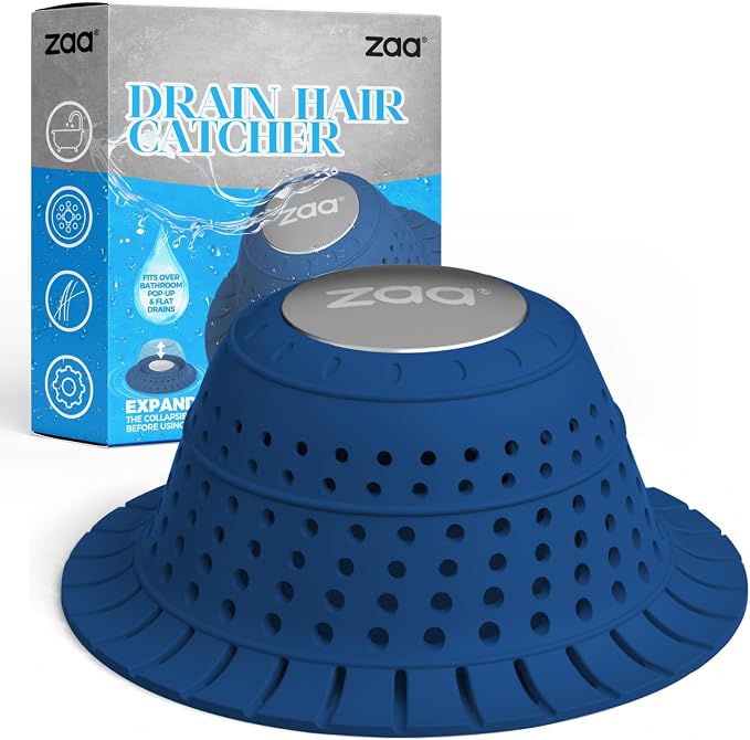 Bathtub Drain Hair Catcher, Silicone Collapsible 1 Pack Drain Protector by zaa