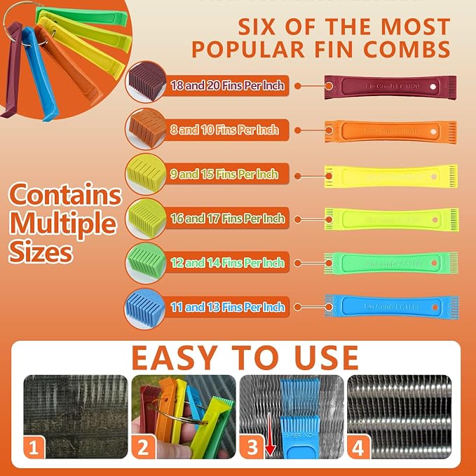 10 Piece Air Conditioner Fin Comb Cleaning Kit AC Coil Cleaning Brush Condenser - Image 3