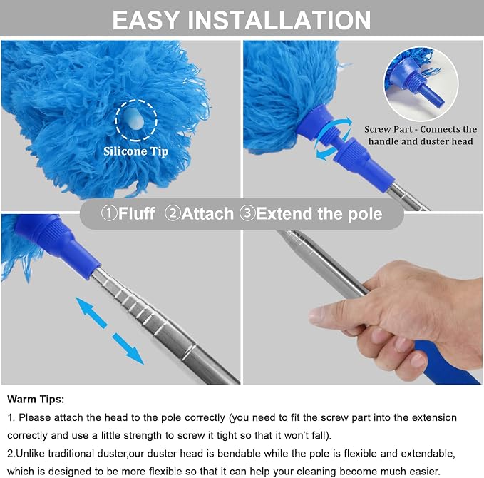 DELUX Microfiber Feather Duster Extendable Duster - Image 2