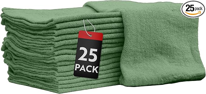 Nabob Wipers Auto Mechanic Shop Towels 25 Pack Bulk Shop Rags 100% Cotton Size by Nabob+Wipers