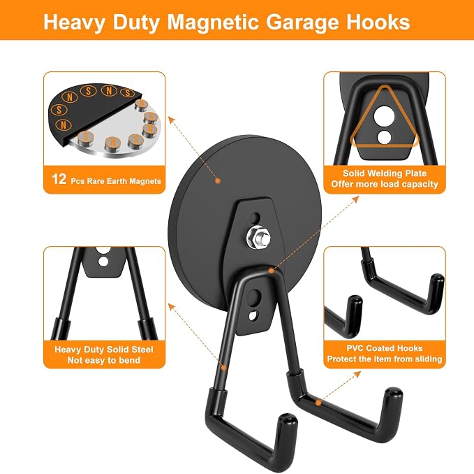ENUODA Strong Magnetic Hooks Heavy Duty Garage Hooks Magnet Tool Holder - Image 3