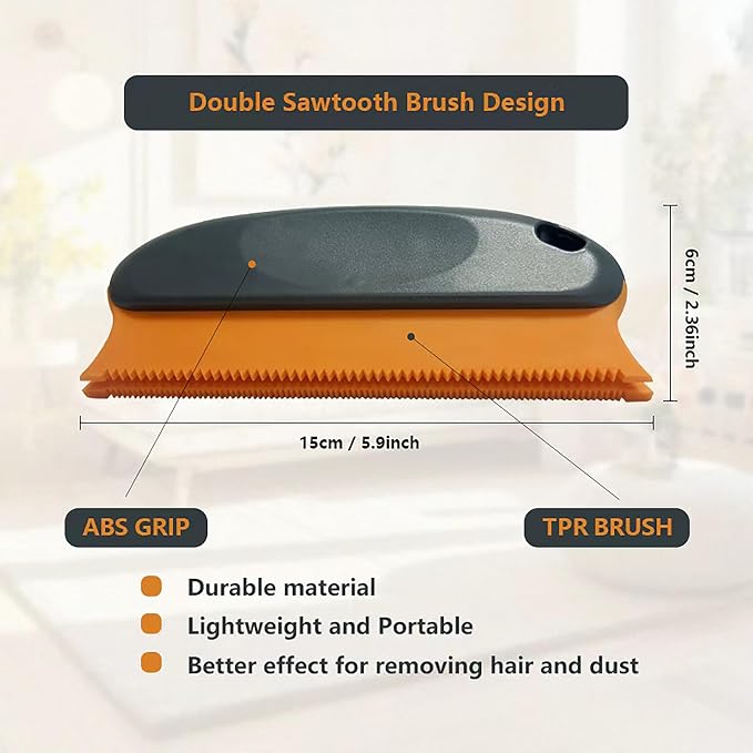 Pet Hair Removal Set with Double-Sided Carpet Brush, Dustpan and Comb, - Image 4