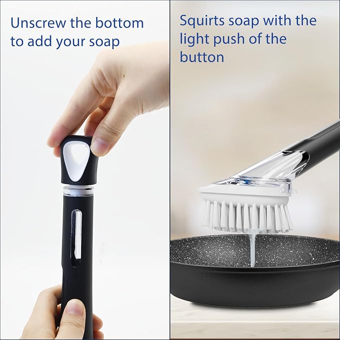 RIMAY Soap Dispensing Dish Brush, Dish Scrubber - Image 2
