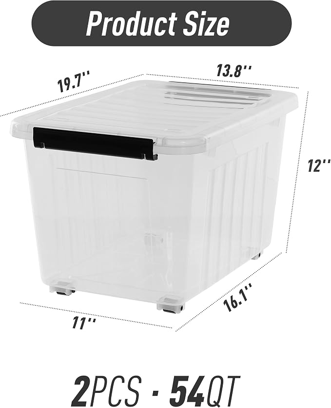 Citylife 54 QT Clear Plastic Storage Bins - Image 3