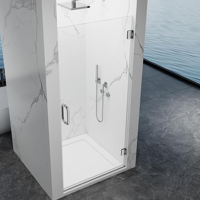 Framelss Hinged Shower Door, 3/8" Tempered Glass - Image 2