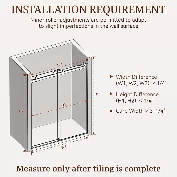50-55" W x 76" H Frameless Shower Door, Double Sliding Glass Shower Door - Image 9