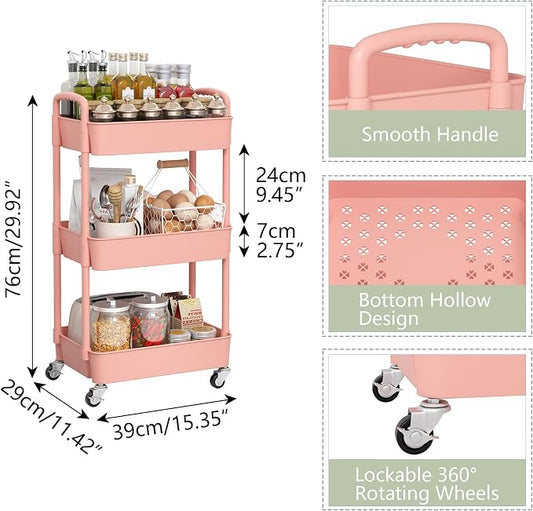 Sywhitta 3-Tier Plastic Rolling Utility Cart - Image 2