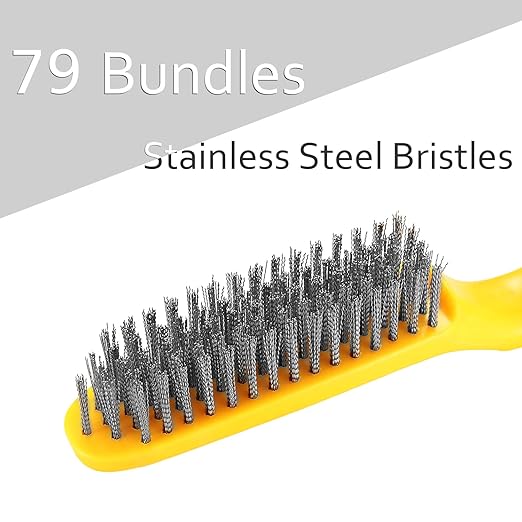 Stainless Steel Wire Brush 2 Pcs, 79 Bundles of bristles, 10.5" Plastic - Image 3