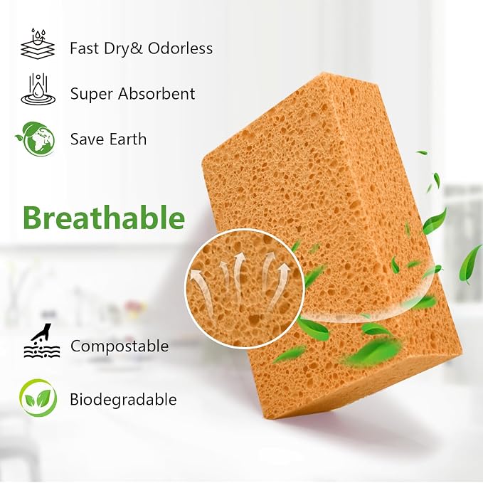 Car Wash Sponges, 3 Pack Extra Thick Large Cleaning Sponge Multi-Purpose - Image 3