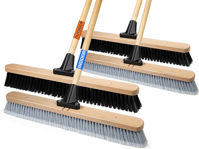 ALANNG 24” Push Brooms for Indoor and Outdoor, Heavy Duty Broom for Sweeping by ALANNG