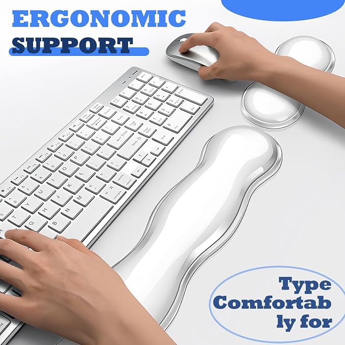 Silicone Gel Keyboard and Mouse Wrist Rest Set, Ergonomic Cool Non-Slip Pad - Image 2