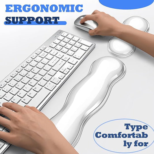 Silicone Gel Keyboard and Mouse Wrist Rest Set, Ergonomic Cool Non-Slip Pad - Image 2