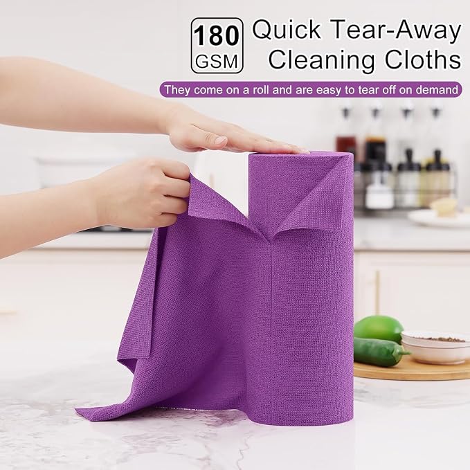 Homaxy Tear Away Dish Cloths Rolls, 40 Sheets-11.8" X 11.8", Reusable Washable - Image 2