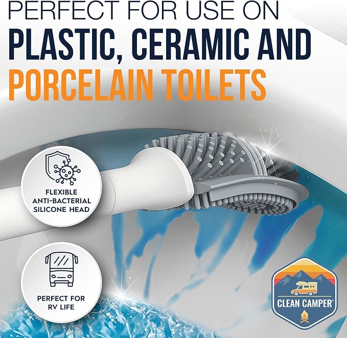 RV Toilet Brush by Clean Camper – Wall-Mounted Set, Scratch-Free Dual-Sided Head - Image 2