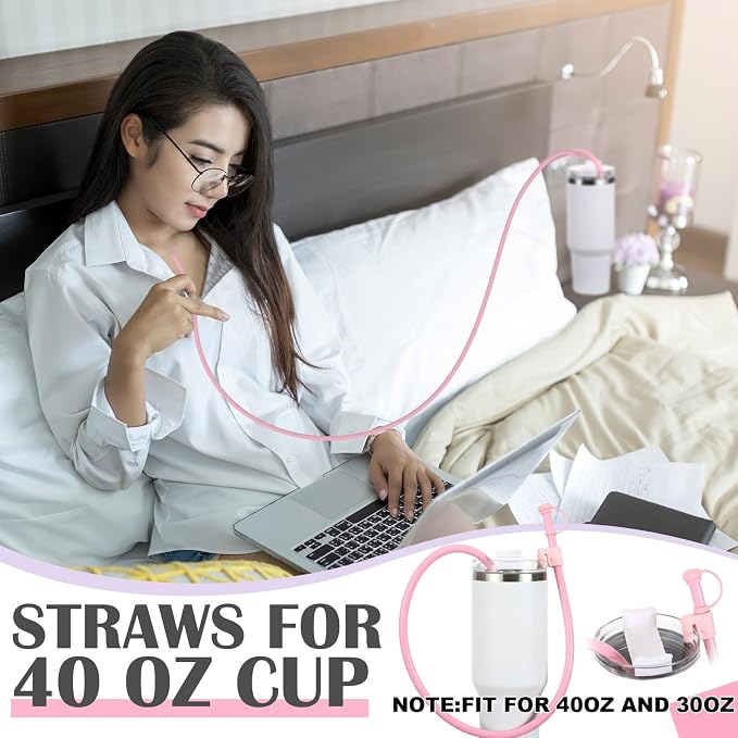 Baderke 2 Set Extra Long 35" Reusable Silicone Straws Compatible - Image 5