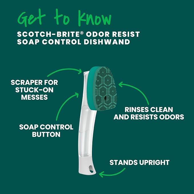 Scotch-Brite Soap Control Odor Resist Heavy Duty Dishwand, 4 each/case - Image 3