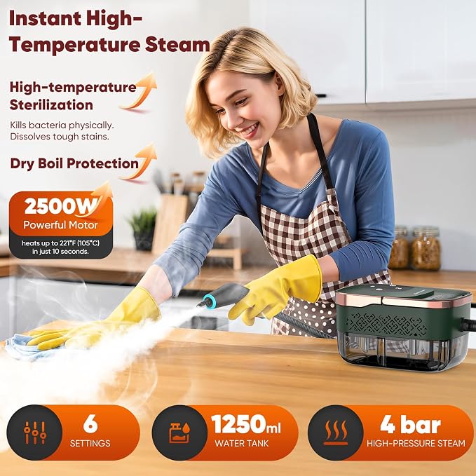 Steam Cleaner, 2500W Home Handheld Grout Steam Cleaning Machine - Image 2