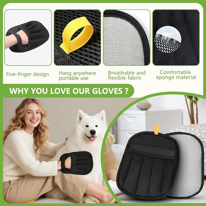 2 Packs Electrostatic Pet Hair Remover Glove - Image 6