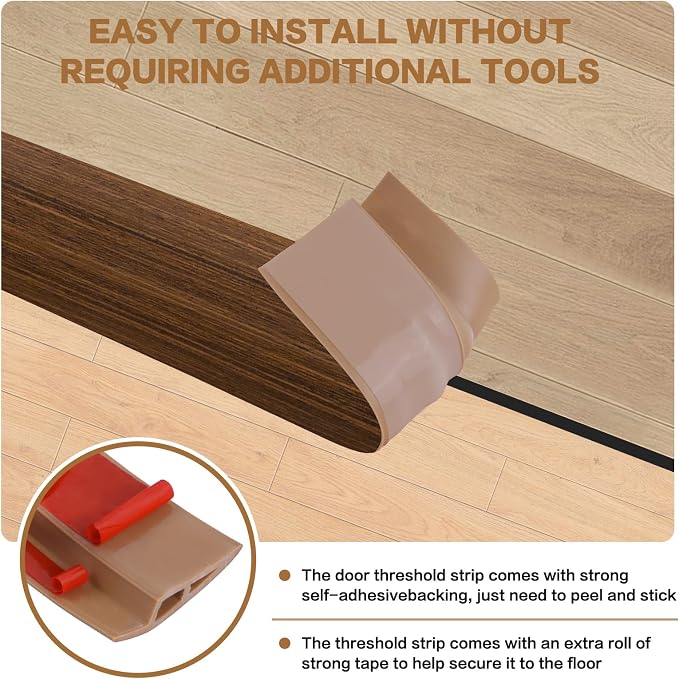 Floor Transition Strip Vinyl Door Threshold Ramp Self Adhesive Carpet Edging - Image 2