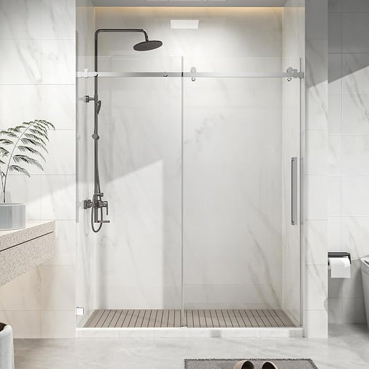 Frameless Shower Door 60" W x 72" H, 1/4" Clear Tempered Glass, Sliding Design by Relaxcabine