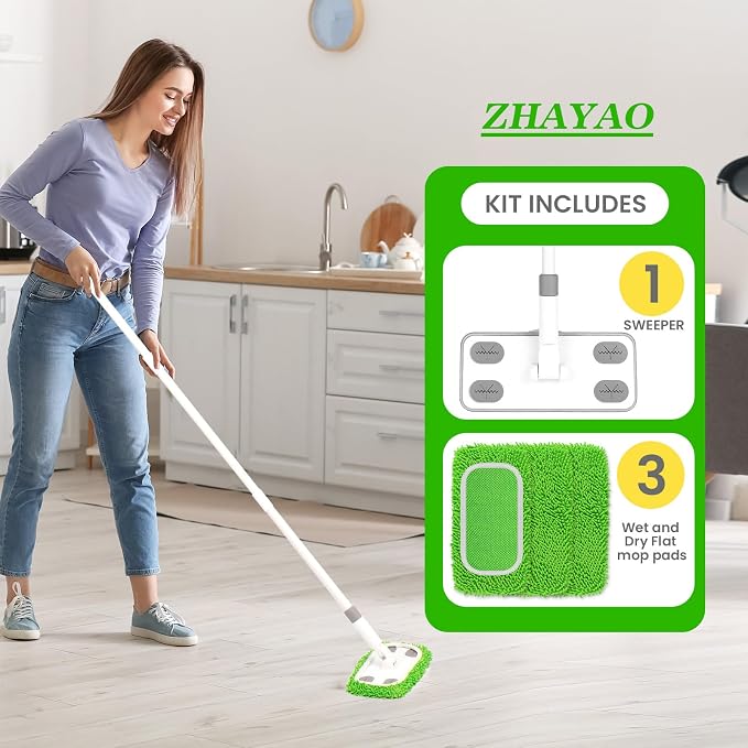 Reusable Microfiber Floor Mop System, Wet & Dry Sweeper Kit, Includes 1 Sweeper - Image 5