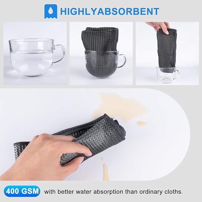 ITTAHO Waffle Weave Microfiber Towel, Reusable Absorbent Cleaning Cloth - Image 5