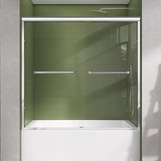 GETPRO Tub Shower Door 56-60 in. W x 58 in. H Semi-Frameless Bypass Double by GETPRODeluxeBathroomSolutionExpert