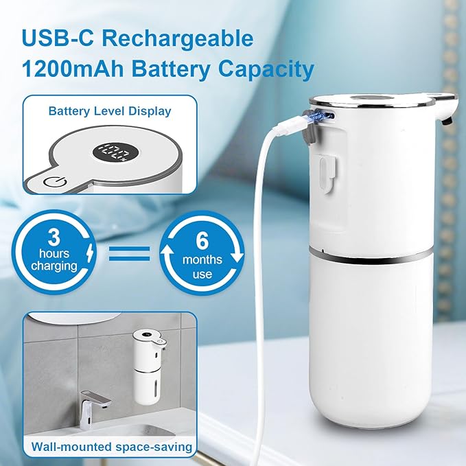 Automatic Liquid Soap Dispenser Touchless, USB Rechargeable Smart Hand Soap - Image 4