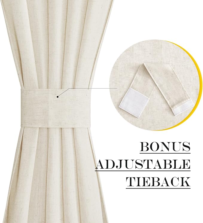 NICETOWN Natural Linen Door Curtains French - Image 3