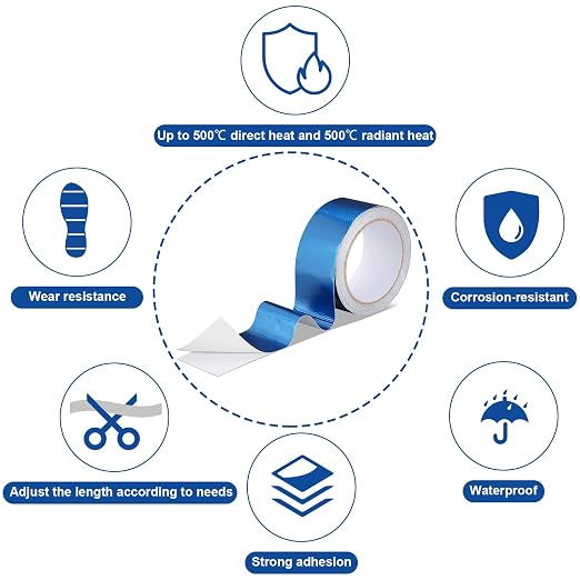 Zonon 2 Rolls Aluminum Foil Tape Heat Shield Tape Barrier Adhesive Reflective - Image 3