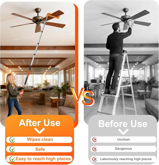 36FT Reach Ceiling Fan Cleaner Duster, Fan Blade Cleaner Kit - Image 6