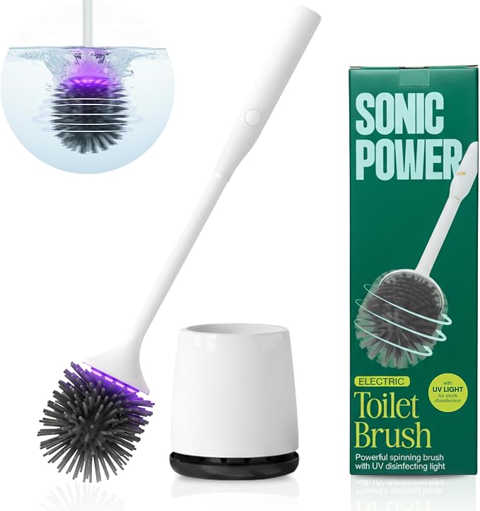 Electric Toilet Brush & Scrubber – Self Cleaning Silicone Toilet Bowl Brush by SonicPower