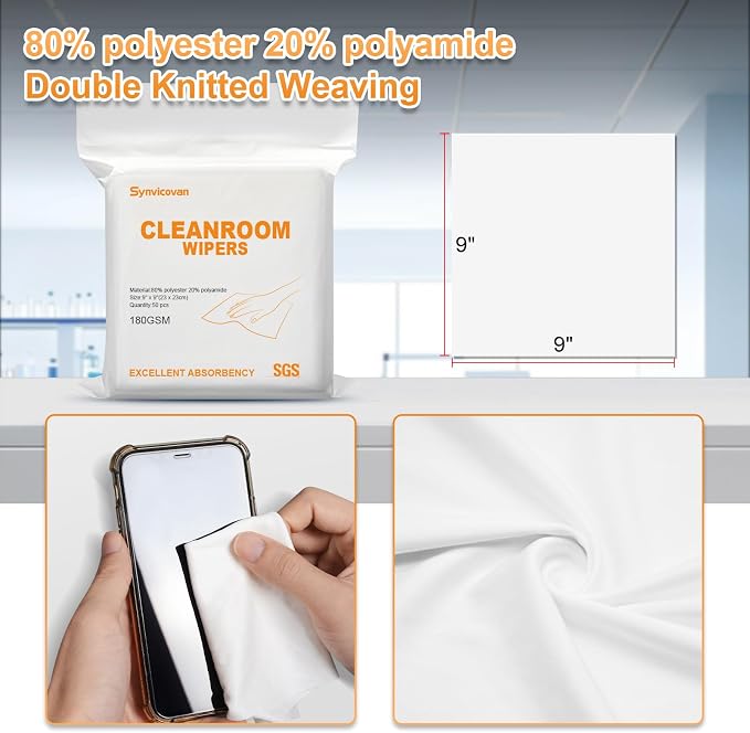 Microfiber Wipes 9"x9" Superfine Lint Free Cloths Cleaning and Drying Cloths - Image 3