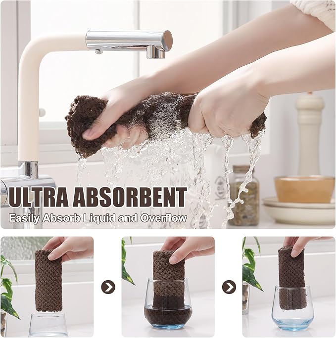 Homaxy 12 Pack Kitchen Dish Cloths, Ultra Soft and Absorbent Dish Towels - Image 3