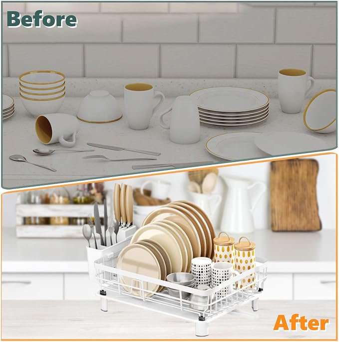 Iron Dish Drying Rack with Drainboard Dish Drainers - Image 4