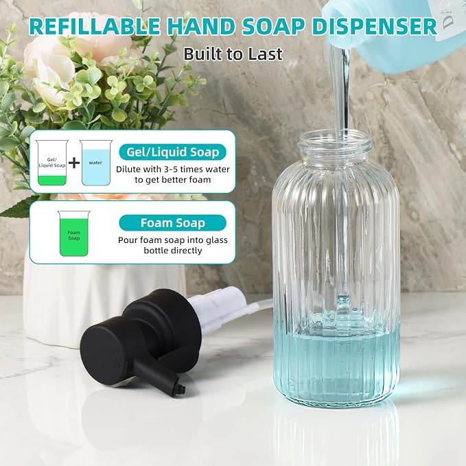 Automatic Foaming Soap Dispenser, 17oz Clear Glass Hand Soap Dispenser - Image 4