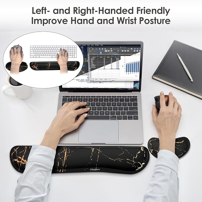 Gimars Upgrade Enlarge Gel Memory Foam Set Keyboard Wrist Rest Pad, Mouse Wrist - Image 9