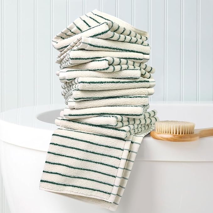 Jacquotha Striped Cotton Washcloths 12 Pack, 13” x 13” - Image 2