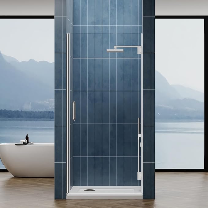 Framelss Hinged Shower Door, 3/8" Tempered Glass by YTSAHSTT