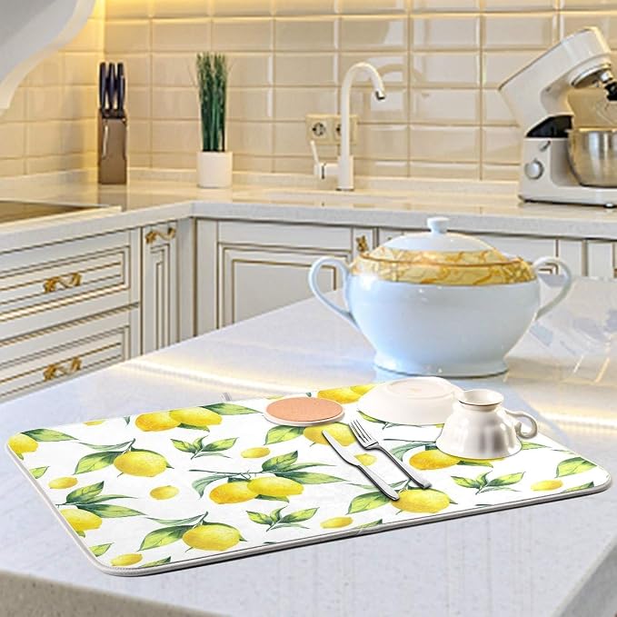 Tropical Lemon Leaves Dish Drying Mat 18x24 - Image 6