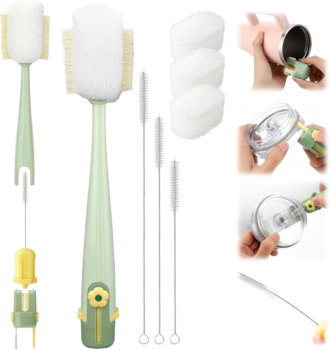 XANGNIER 5 in 1 Bottle Cleaning Brush Set, Cleaning Tool Kit by XANGNIER