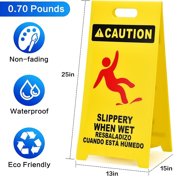 MATTHEW CLEANING 25'' Industrial Wet Floor Sign 3 Pack 2-Sided Durable - Image 4