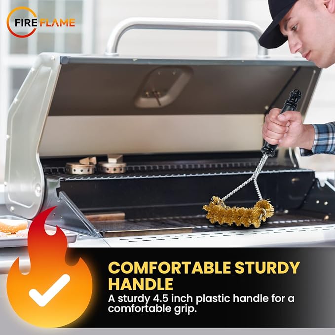 Fireflame BBQ Grill Brush – Non-Scratch Brass Bristles - Image 3