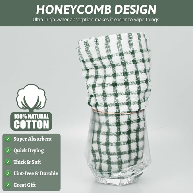 Nialnant 8 Pcs Kitchen Dish Rags, 100% Cotton Kitchen Towels Soft Absorbent - Image 3