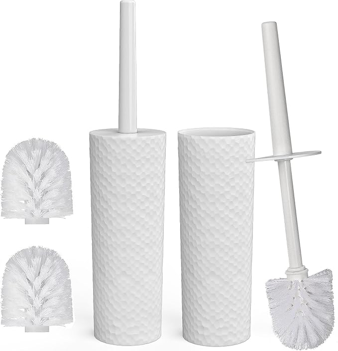Topsky Toilet Brush & Holder Set, 2 Pack Plastic Round Barrel Loo Brush by HomeandKitchenNO1