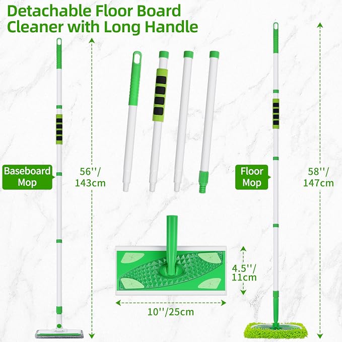 Baseboard Cleaner Tool with Handle, Extendable Long Handle Baseboard Floor - Image 7